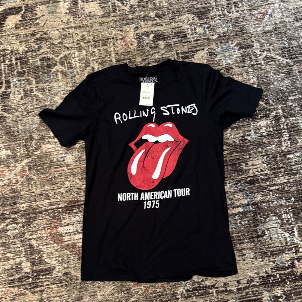 The Rolling Stones Black Tee with White Logo